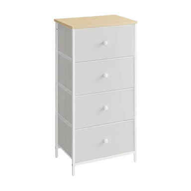 SONGMICS Commode de rangement avec 4 tiroirs en tissu - blanc/chêne