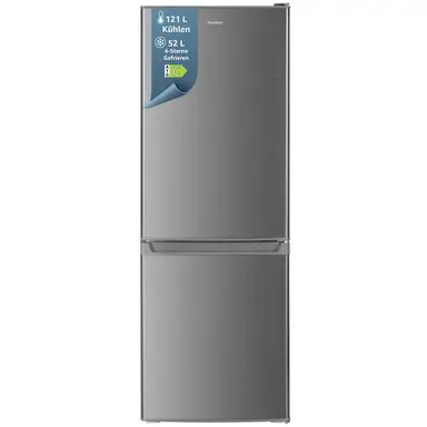 HOMEX Kühlschrank mit Gefrierfach | Kühl-Gefrierkombination freistehend | 173 Liter Nutzinhalt | 4-Sterne-Gefrierfunktion | Höhe 142,5 cm | geräuscharm 40 dB | Große Kühl-Gefrierkombination silber | CFS1110-S [Energieeffizienzklasse C]