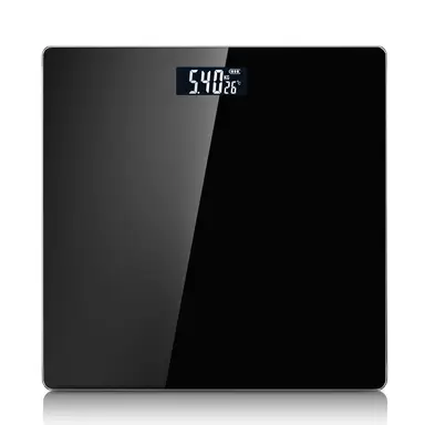 Sparoma AD-26 Black Digital Bathroom Scale – Battery Powered (2×AAA,Batteries Not Included), 180kg/400lb Capacity, 0.05kg Precision, 4mm Tempered Glass, LCD Display, for Bathroom, Bedroom & Home Use