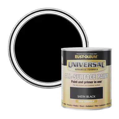 RUST-OLEUM UNIVERSAL ALL-SURFACE PAINT SATIN BLACK 750ML