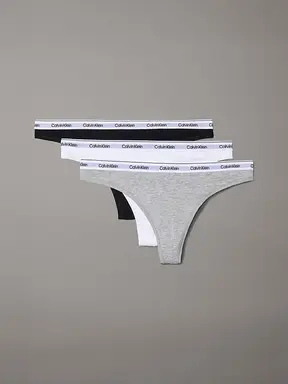 Calvin Klein Underwear Thong 3-Pack Icon Logo  Black / White / Grey heather  Women  3XL