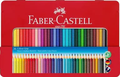 Faber-Castell Grip 2001 Kleurpotloden in Metalen Blik 36 Stuks