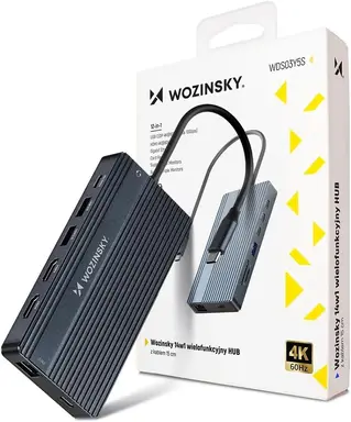 USB-C Hub Adapter 14 in 1 Verteiler, USB Splitter, 14 Anschlüsse, Datenübertragung, Stromversorgung, USB-A, HDMI, RJ45, 3,5 mm Audio, SD und TF Kartenleser, mit 15 cm Kabel WOZINSKY