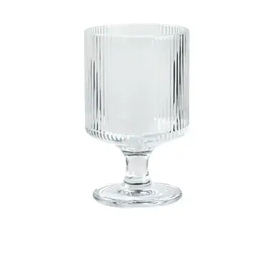 BJ 250ml Stemmed Wine Glasses with Vertical Ribs, 2-Piece Set