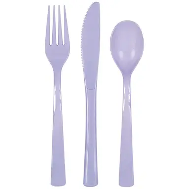 Unique Plastic Cutlery, Lavender, 18 pack