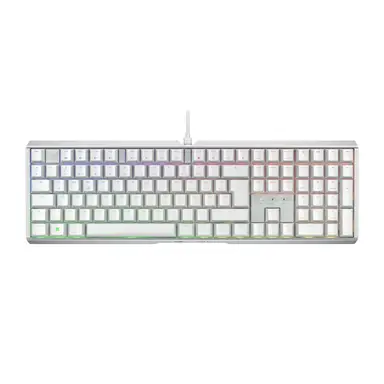 CHERRY XTRFY MX 3.1 mechanische Gaming-Tastatur, Aluminiumrahmen, MX2A-Brown-Schalter, RGB-Beleuchtung, USB-kabelgebunden, weiß, deutsches Layout