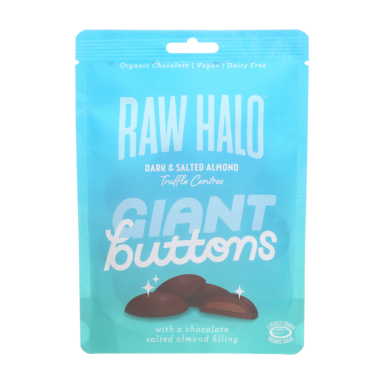 Raw Halo Dark Salt Almond Choc Buttons - 100G
