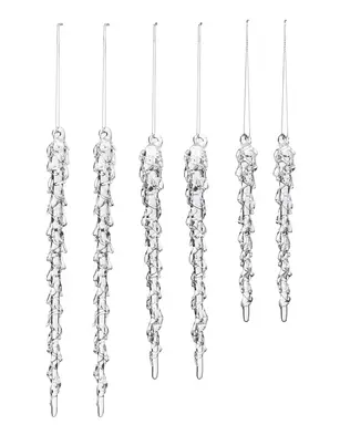 WeRChristmas Melting Clear Glass Icicles – Set of 6 Christmas Tree Decorations, 15–25cm