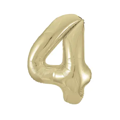 Unique Party Giant Number 4 Balloon, Gold, 86cm