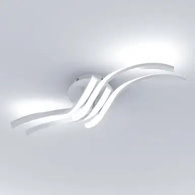 Goeco Moderne LED-Deckenleuchte 32W 2880LM 6500K Kaltweiß 4-Licht Silber ?60CM für Schlafzimmer Wohnzimmer Flur