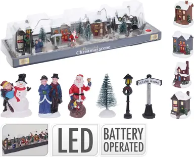 Koopman Dorp met LED Set van 14st