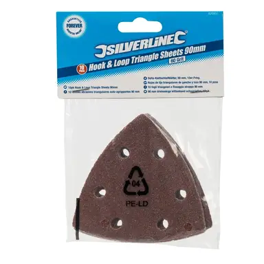 Silverline Sanding Sheets 90 mm Delta Grit 60 Hook and Loop Dust Holes 10 Pieces