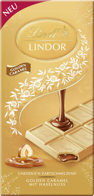 Lindt LINDOR goldener Karamell Riegel, 100 g