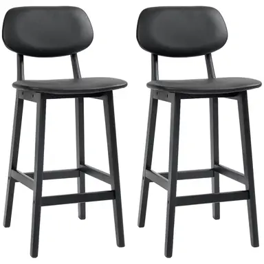 HOMCOM Bar Stools Faux Leather Black 2pcs