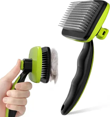 Pecute Brosse rétractable pour animaux de compagnie taille S - Vert/Noir