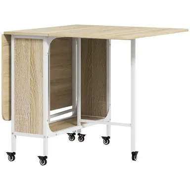 HOMCOM Dining Table Foldable Portable Oak Effect/White
