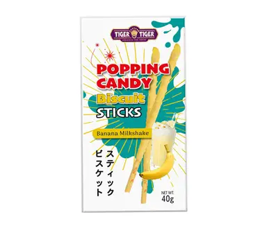Tiger Tiger Popping Candy Biscuits Sticks Banana Milkshake 40g
