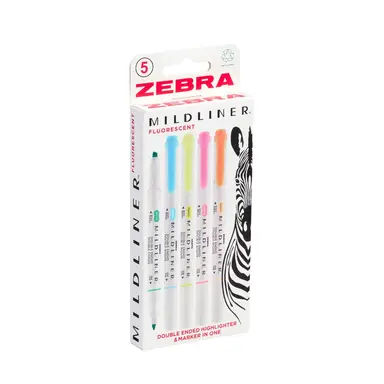 MILDLINER Highlighter 5 Pack Fluorescent Colours