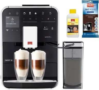 Melitta Caffeo Barista TS Smart F850-102, Vollautomatische Kaffeemaschine mit Milchbehälter, Smartphone-Steuerung mit Connect App, One-Touch-Funktion, Schwarz