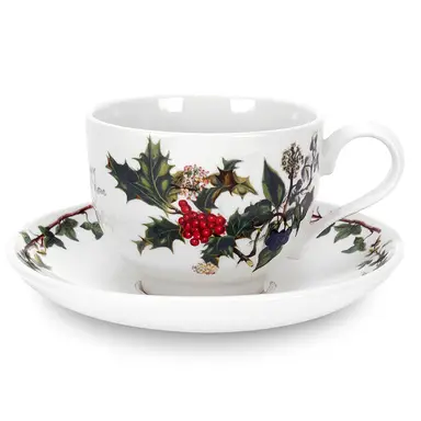 Portmeirion The Holly & The Ivy Teacup & Saucer – Set of 6