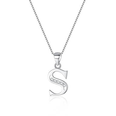 Ever Faith 925 Sterling Silver Initial Necklace CZ 26 Letters Alphabet Personalized Charm Pendant Necklace, Jewellery Gifts for Women Mom Girls Teen Anniversary Birthday Mothers Day Xmas Valentines