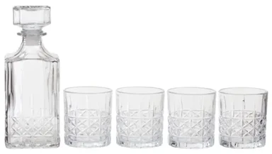Maison by Premier Dayla Diamond Pattern Decanter With Four Glasses