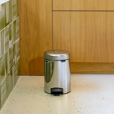 Brabantia NewIcon Pedal Bin, 3litre, Soft Closing, Plastic Inner Bucket, Brilliant Steel