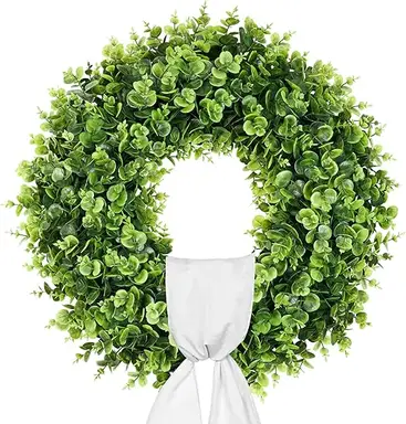24 Inch Large Boxwood Wreath with Sash-1pcs