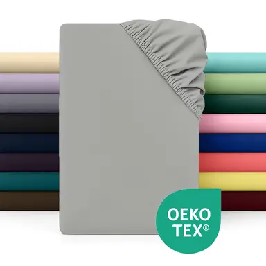 LeBonsoir 150x200cm Fitted Sheet， 30CM/12Inch Deep Pocket - Soft Microfiber， No-Pop Off Elastic， 1 Fitted Sheet Only-Light Gray