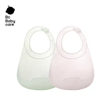 BC Babycare Bavoir en silicone léger, pour nourrissons 10‑72 mois, imperméable, doux, unisexe, anti‑taches, lot de 2: Rose Vogue + Bleu calme