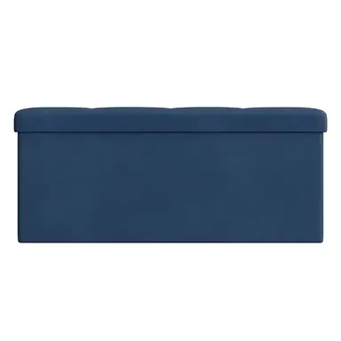 Ochama x SONGMICS Storage Ottoman, Foldable Velvet Storage Bench, 2 Extra Storage Boxes, 38 x 110 x 38 cm, for Hallway, Living Room, Bedroom, Dark Blue