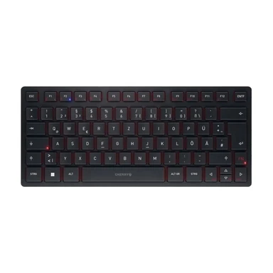CHERRY KW 9200 MINI kabellose Multi-Device-Tastatur mit 4 Verbindungskanälen, wiederaufladbar, CHERRY SX Schneidematrix-Schalter, kompaktes Design – Schwarz
