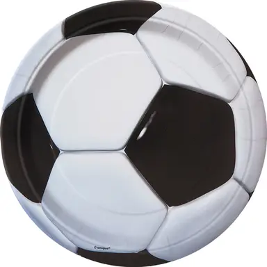 Unique Paper Plates, Soccer, 17cm, 8 pack