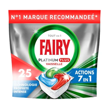 Fairy Tablettes Lave-vaisselle Platinum Plus Propreté Intense x 25