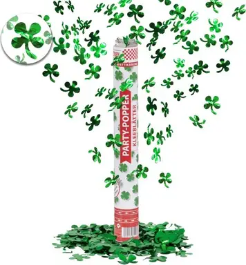 Konfettikanone Party Popper Grüne Kleeblätter - 1 Stück