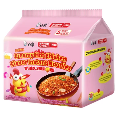 Baixiang Instant-Nudeln mit cremiger scharfer Hähnchen-Geschamck 112 g * 5