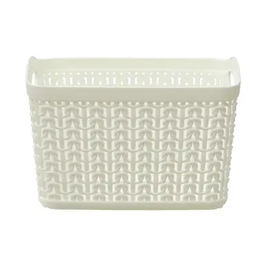 JVL Knit Design Loop Plastic Storage Boxes – Set of 3, Ivory
