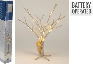 TREE JUTE LED 40CM SILVER