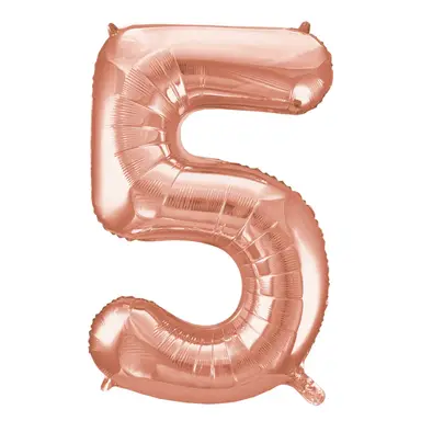 Unique Party Giant Number 5 Balloon, Rose Gold, 86cm