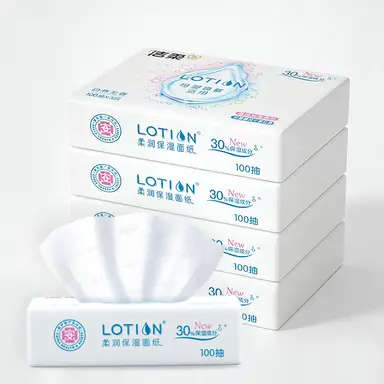 C&S Jierou Moisturizing Smooth Facial Tissue (Lotion), 3-Ply, 400 Sheets (100 Sheets x 4 Packs)