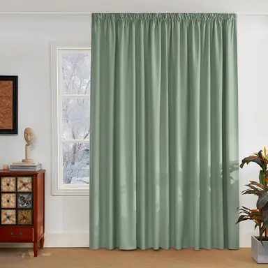 PONY DANCE Blackout Curtain with Pencil Pleat, 1 Panel W300 x L245cm(W118 x L96inch), Sage Green