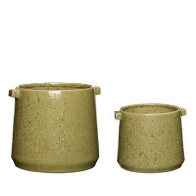 HUBSCH Vibe Lot de 2 pots de fleurs - Vert