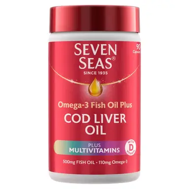 Seven Seas Omega-3 Fish Oil + Cod Liver Oil Capsules - 90 Capsules