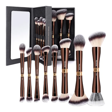 MAANGE Set de 8 pinceaux pour le visage double embout - Aluminium