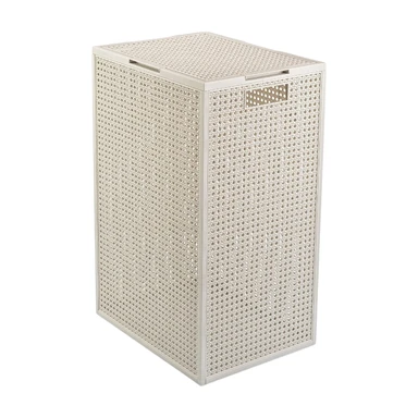 Curver Kaya wasmand met deksel - 60 liter - 38 x 29 x 58,5 cm - Wit - Premium opbergoplossing, duurzaam kunststof, moderne huisorganisatie