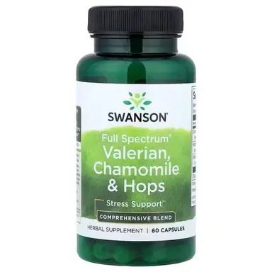 Swanson Full Spectrum Valerian + Chamomile + Hops Sleep Capsules - 60 Capsules
