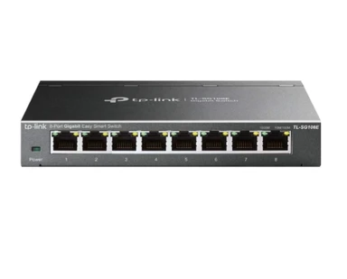 TP-Link TL-SG108E Managed Switch 8-Port Gigabit Ethernet LAN Switch (Plug-and-Play Netzwerkswitch, Metallgehäuse, QoS, IGMP Snooping, LAN-Verteilung, zentralisiertes Management, energiesparend) Schwarz