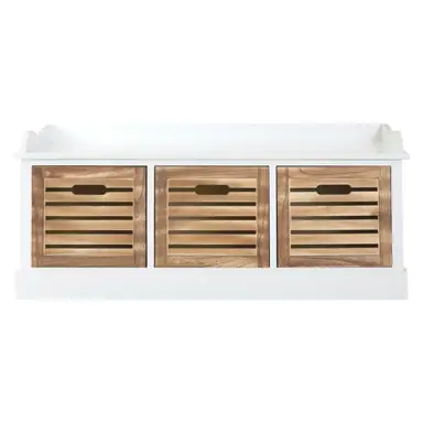 Interiors by Premier Storage Unit Bench Portsmouth 3 Drawer White/Natural