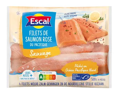 Escal Lot de 4 filets de saumon rose du Pacifique sauvage MSC - 500 g