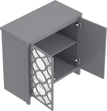 Galano Iris 2 Door Sideboard – Storage Cabinet for Living Room & Kitchen – Space Saving Side Unit with Arylic Mirror Doors, Modern Side Board Organizer - Grey